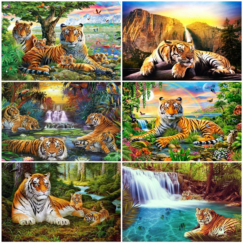 AZQSD алмазов картина тигр рукоделие 5D сделай сам: Животные дома декоративная