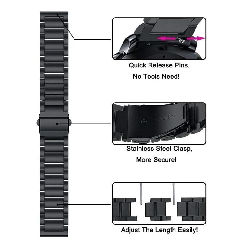 Металлический ремешок для Samsung galaxy watch active 2 40/44 мм спортивный браслет 42 стальной