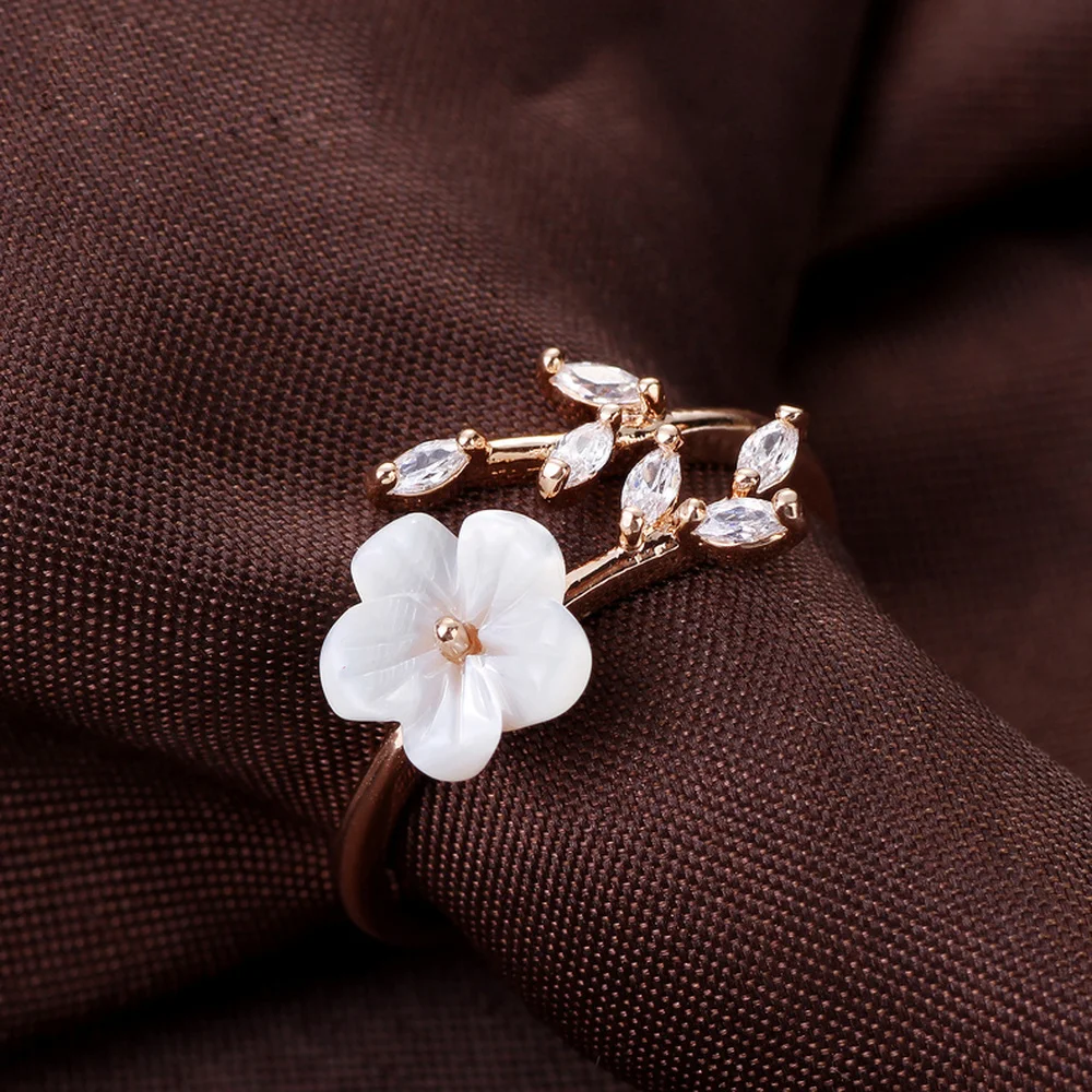 CELLDEAL медные кольца для женщин нежные регулируемые ветки листья цветочные