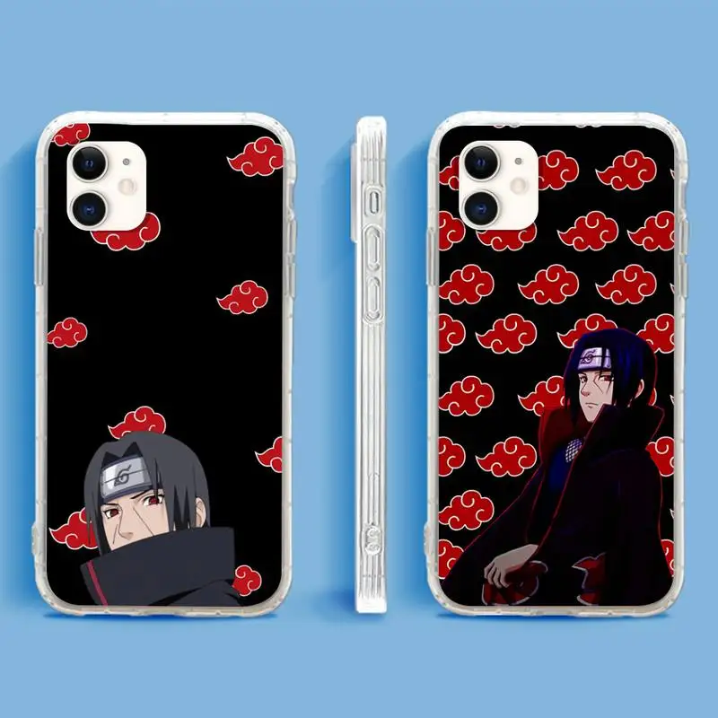

Anime N-Naruto Akatsuki Kakashi Itachi Phone Case For iPhone 13 12 11Pro Max 11 XR XS Max X Mini 8 7 6 SE 2020 Transparent Cover