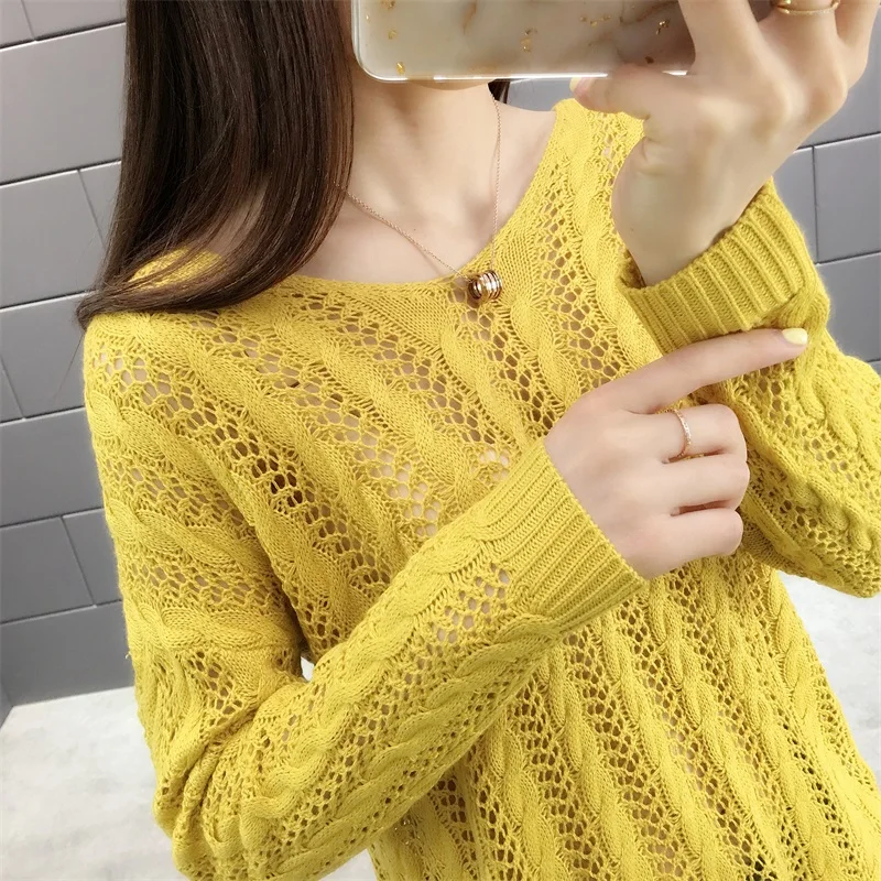 5039 (Zhongfang Xiaofang No. 2) New V-neck back lace hollow twist knitted sweater women's wear in spring and summer 36 | Женская