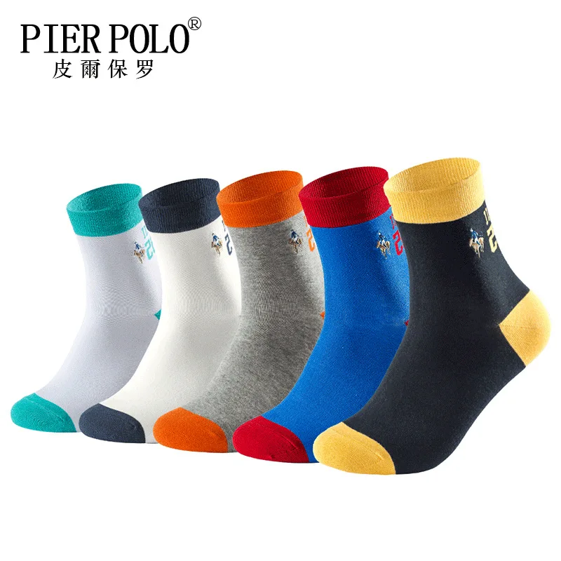 091 5 пар/лот Высококачественная брендовая одежда Pier Polo модные Повседневное хлопковые носки Бизнес вышивка Для мужчин носки от производителя; - Цвет: 091