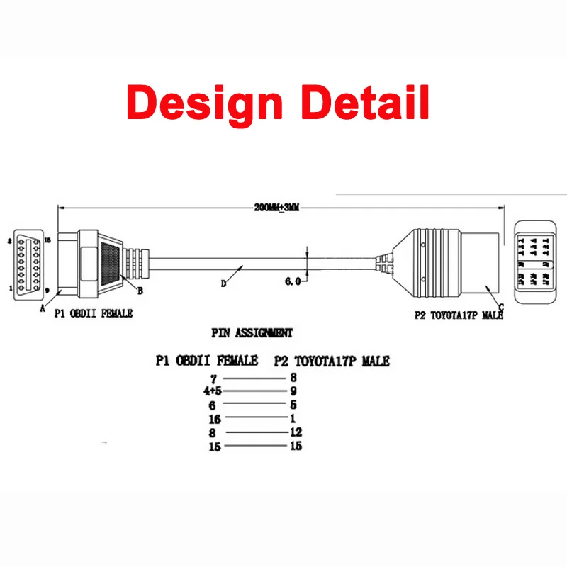 OBD 17 Pin 17Pin мужской to OBD2 OBDII DLC 16 16Pin Женский адаптер автомобильного