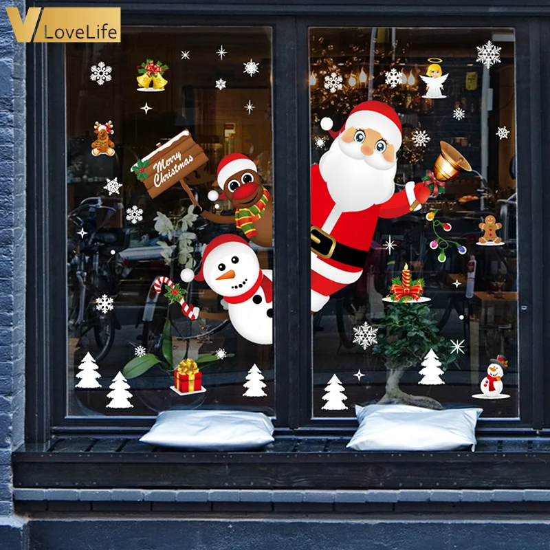 Настенные наклейки рождественские украшения для дома Саната снежинка