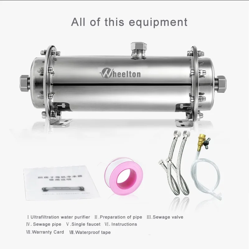 

WHEELTON 304 Stainless Steel Ultrafiltration Membrane Water Filter 380L, Purifier Water For Home Kitchen UF Filters