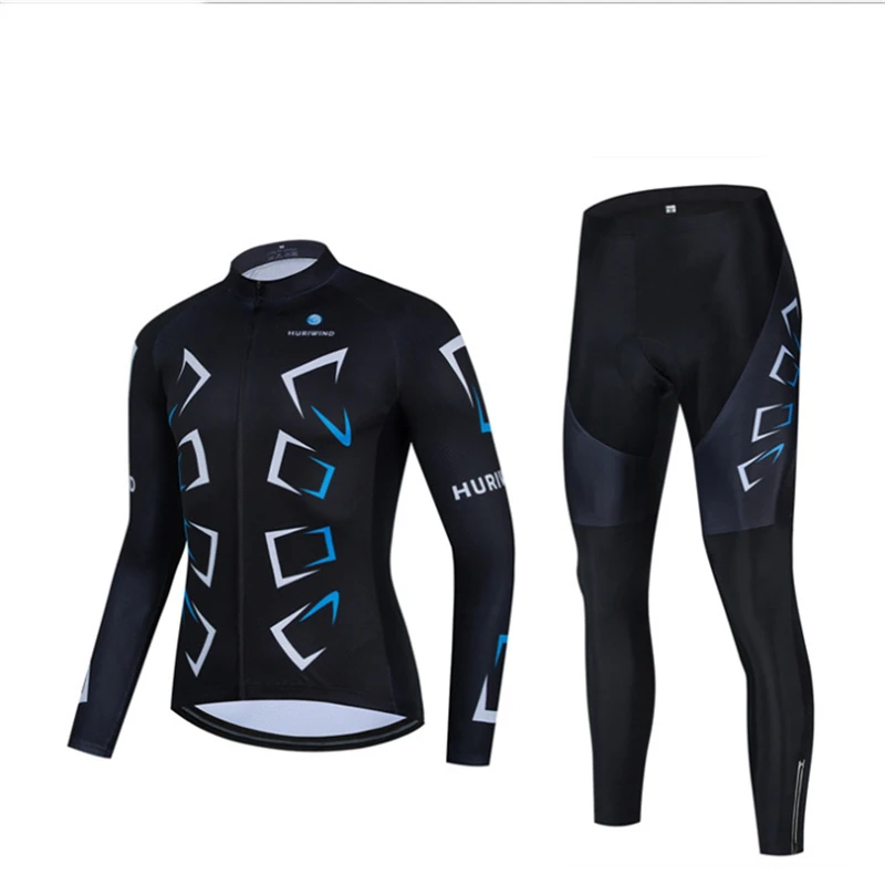 

Black Spring and Autumn Cycling Team Shirt Cycling Pants Set Cycling Suit Mountain Road Bike Professional Sportswear