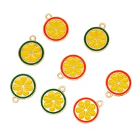 20pclot fruit lemon shape red green color enamel charms 1518mm zinc alloy metal charms for jewelry making