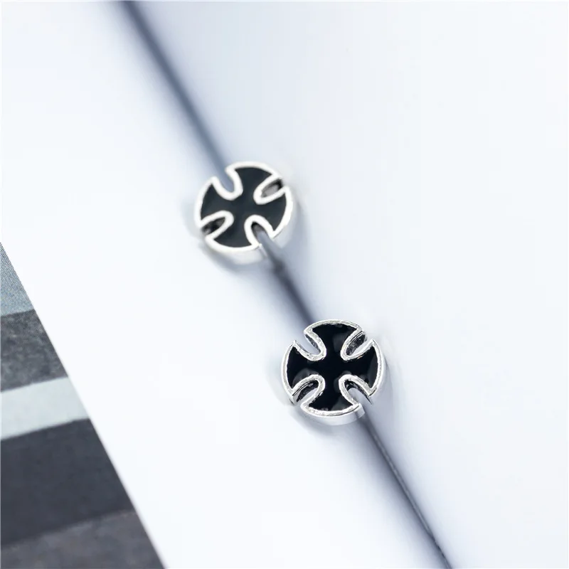 Черные висячие серьги с глазурью унисекс 100% Стерлинговое Серебро 925 пробы