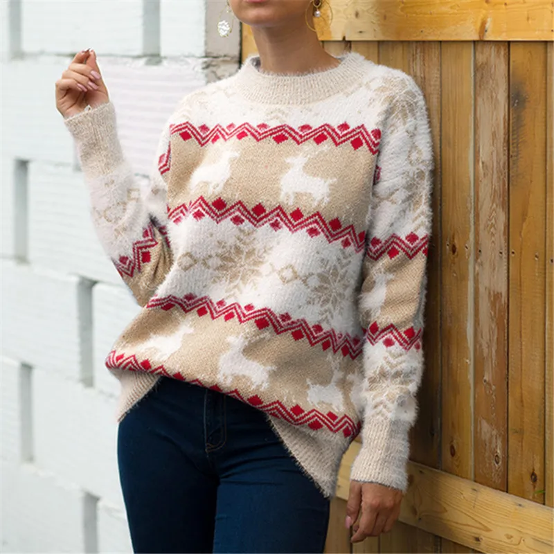 Женский свитер с длинным рукавом и круглым вырезом размеры s-xl | Женская одежда