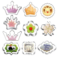 10pcs wedding plaque cutter cookies frame diy cake oval square rectangle fancy crown flower cookie mold biscuit mold die cutting