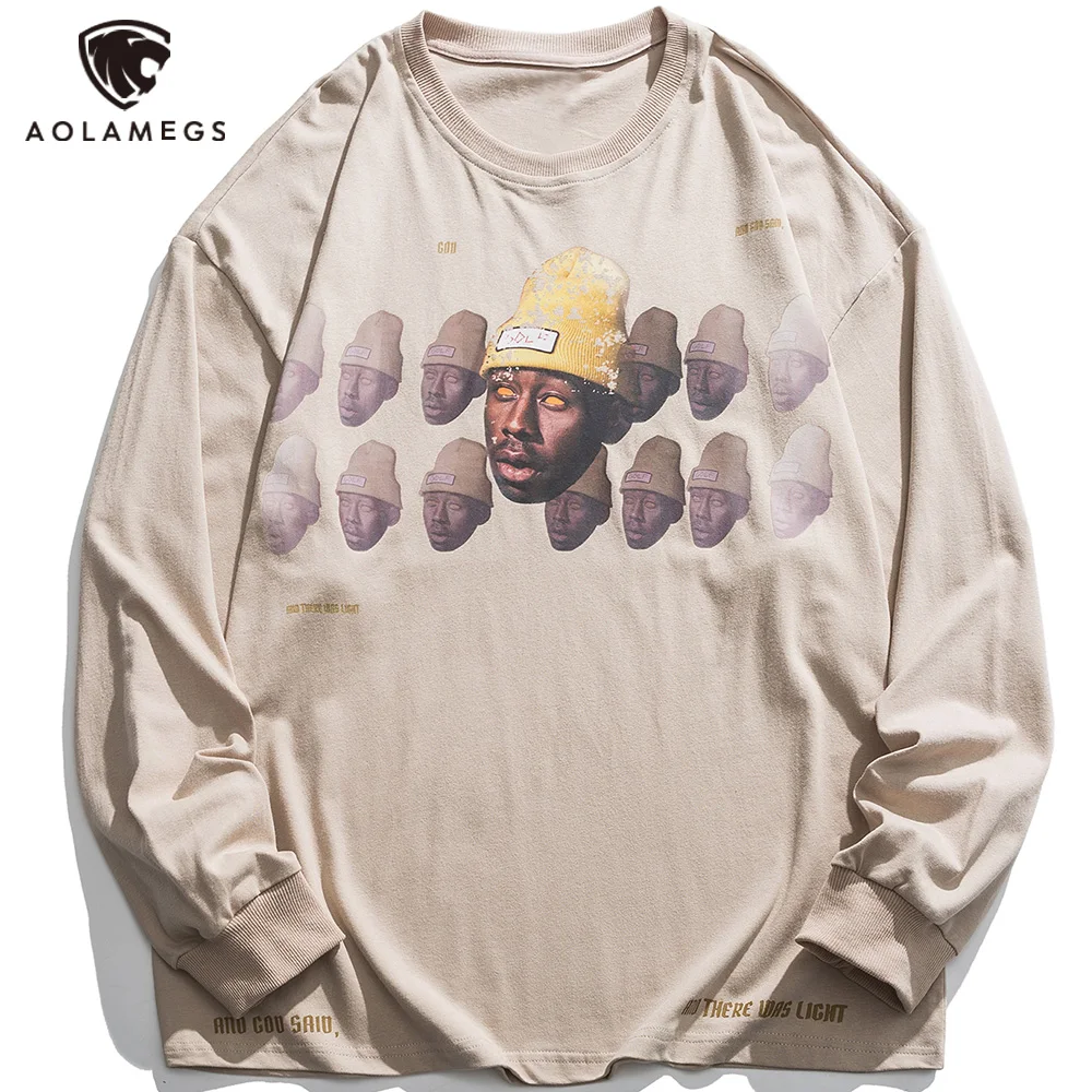 

Aolamegs Harajuku Sweatshirts Men Fashion High Street Vintage Streetwear Character Head Printed Men's Hoodie All-match Pullovers