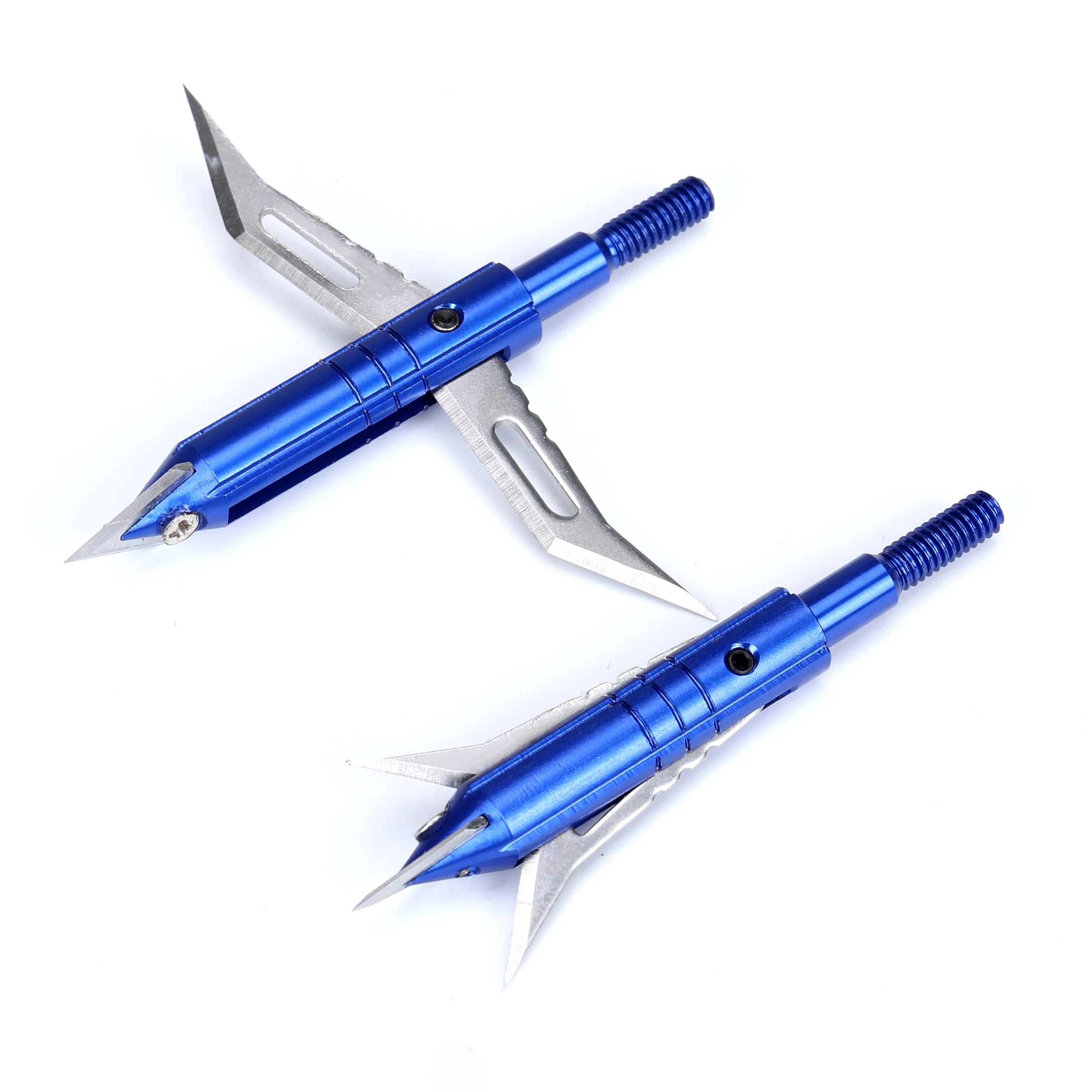 

3/6/12pc 100 Grain Archery Arrowheads Screwed Points 2 Expandable Blades Arrow Point for Compound Recurve Crossbow Hunting Blue