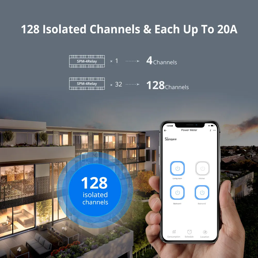 SONOFF SPM-Main/4Relay Штабелируемый измеритель мощности Wifi Интеллектуальная защита от
