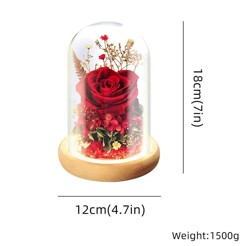 

Red Eternal Rose Flower In Glass Dome Valentine Gift for Girlfriend for Creating Romantic Atmosphere Symbolizing Love