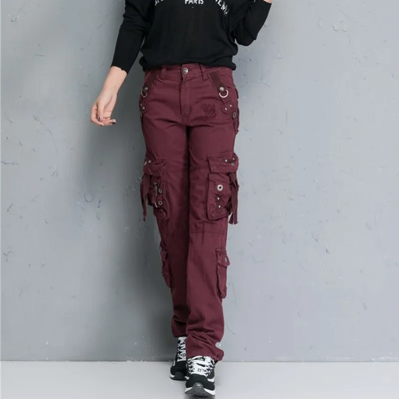 Women Cargo Pants Harajuku Multiple Pockets Loose Straight Casual Sweatpants 2021 Autumn Fashion Trousers Female Tactical Pants
