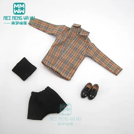 Blyth кукольная одежда модная клетчатая рубашка, топ, шорты, обувь для OB23 OB24 кукла azone аксессуары - Цвет: XB--032--E--T