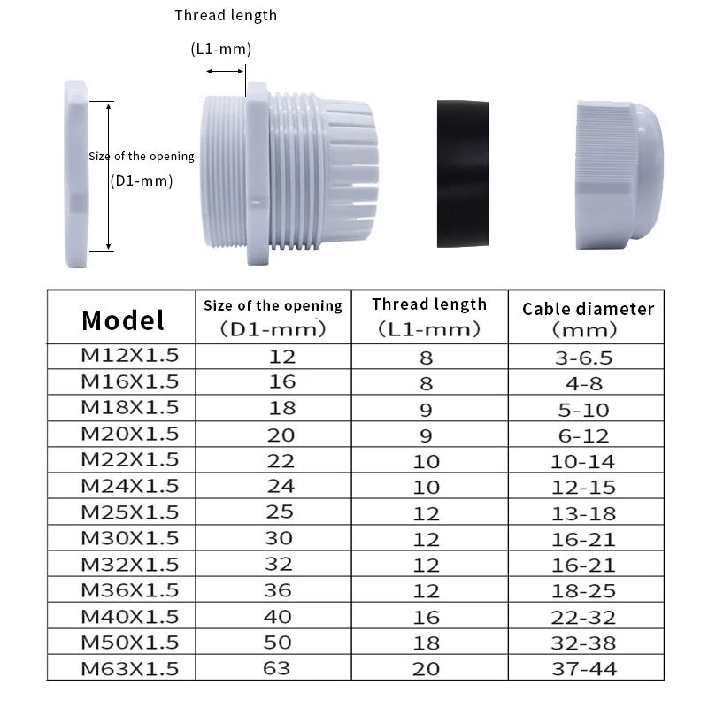 10 шт. IP68 M12 M16 M18 для проводов и кабелей диаметром 3-6,5 мм, водонепроницаемый соединитель из белого или черного нейлонового пластика.