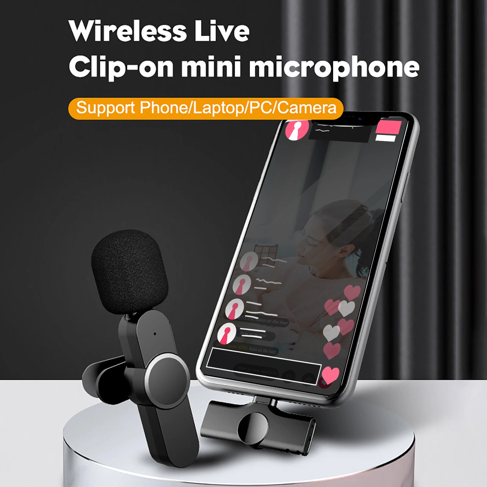

Wireless Lavalier Microphone Audio Video Recording Mini Mic For IPhone Android Live Broadcast Gaming Phone Microfone