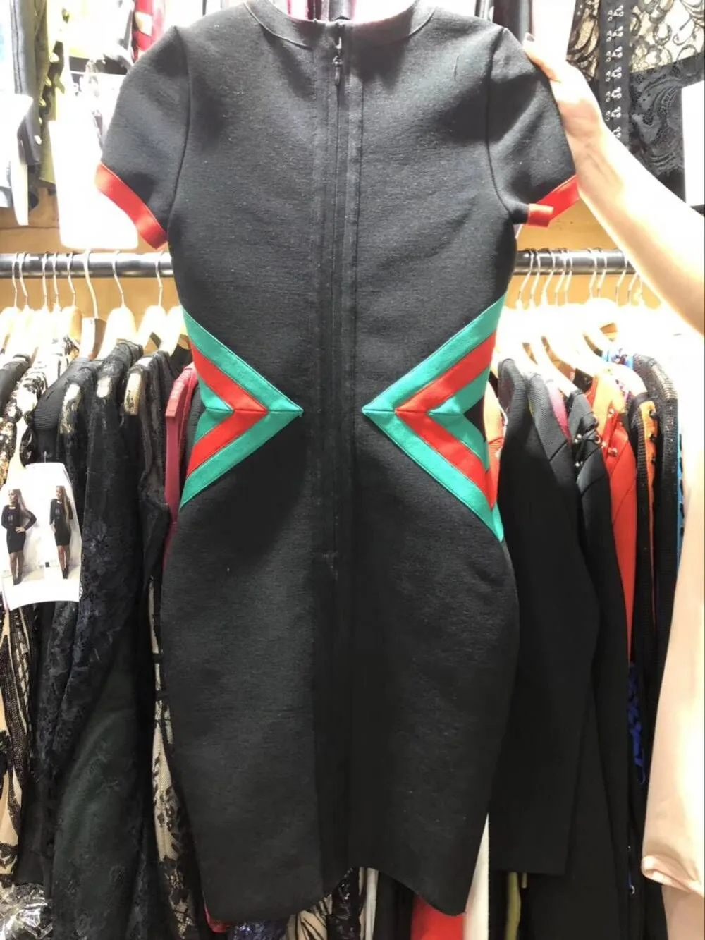 

Top Quality Black Geometric Sleeveless Sexy Rayon Bandage Dress Homecoming Party Dress