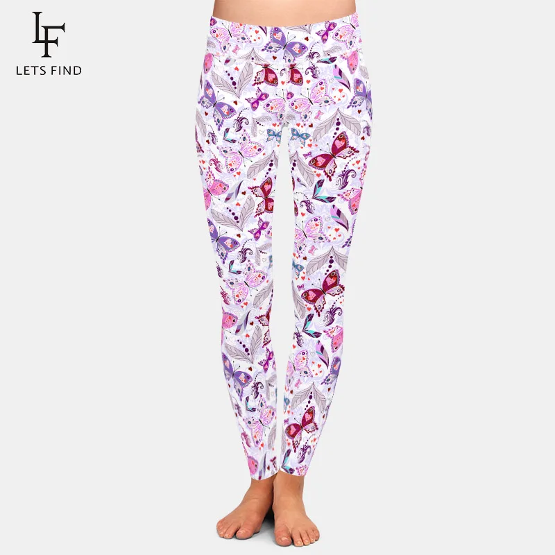 Брюки LETSFIND женские с принтом бабочек модные эластичные облегающие леггинсы