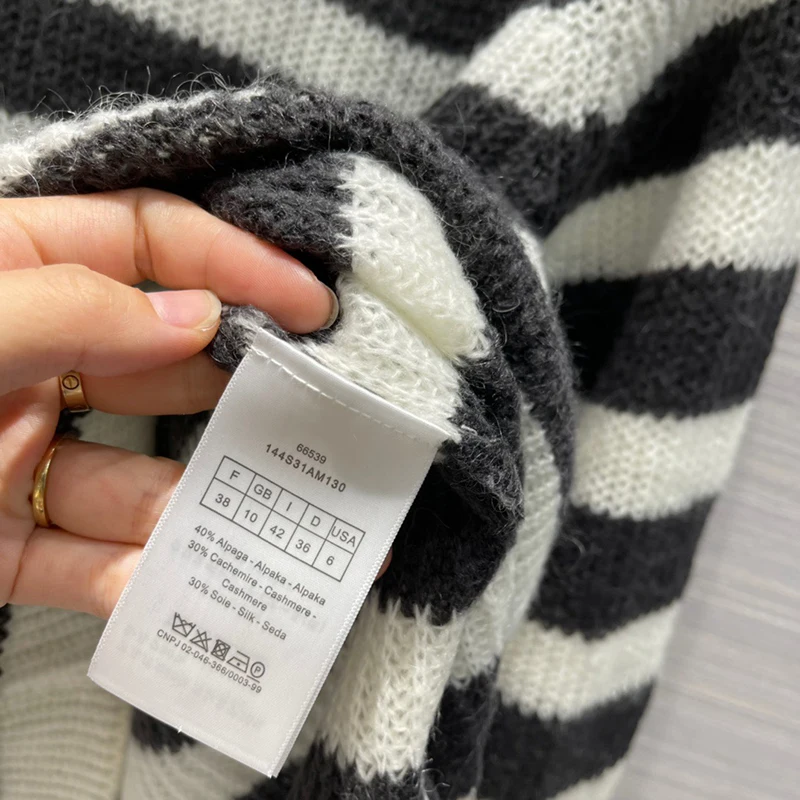 

Casual Striped Sweater For Women Classic Turtleneck Long Sleeve Sweater Casual Female Loose Knitted Pullover