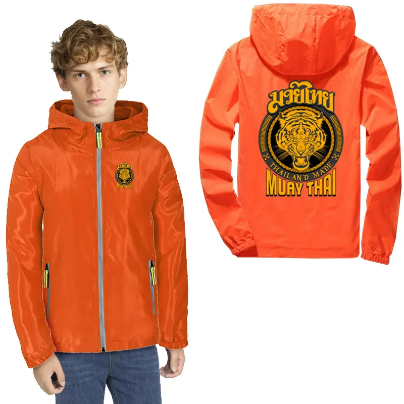 Мужская тонкая ветровка muay thai tiger Тайланд тигр Муай Тай с логотипом куртка на
