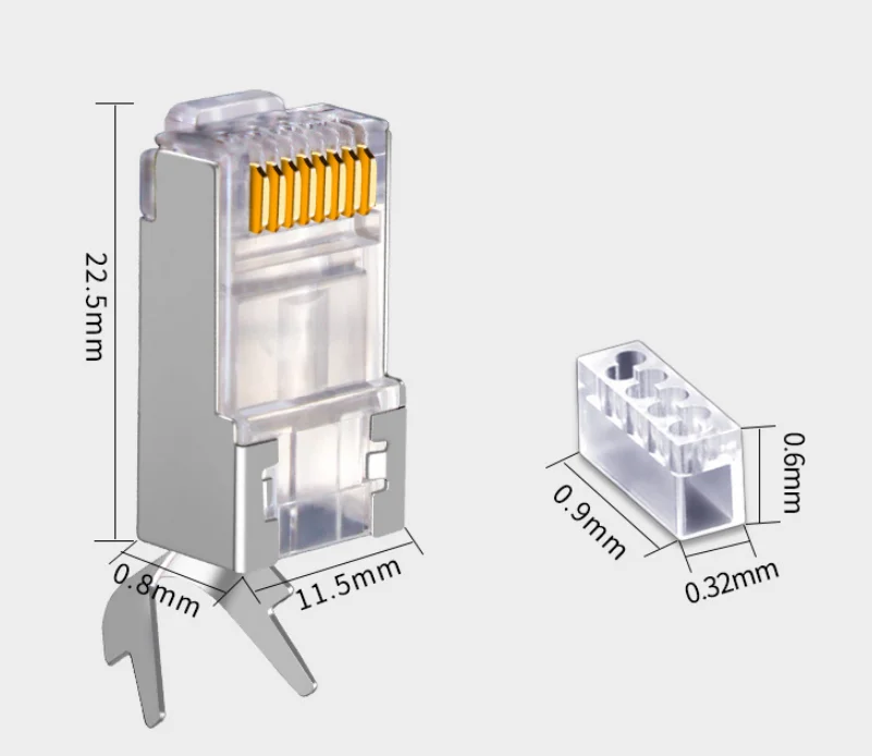 100PCS/lot RJ45 Connector Network Cable Connector Cat6a Cat7 RJ45 plug shielded FTP 8P8C Network Crimp Connectors 1.3mm images - 6