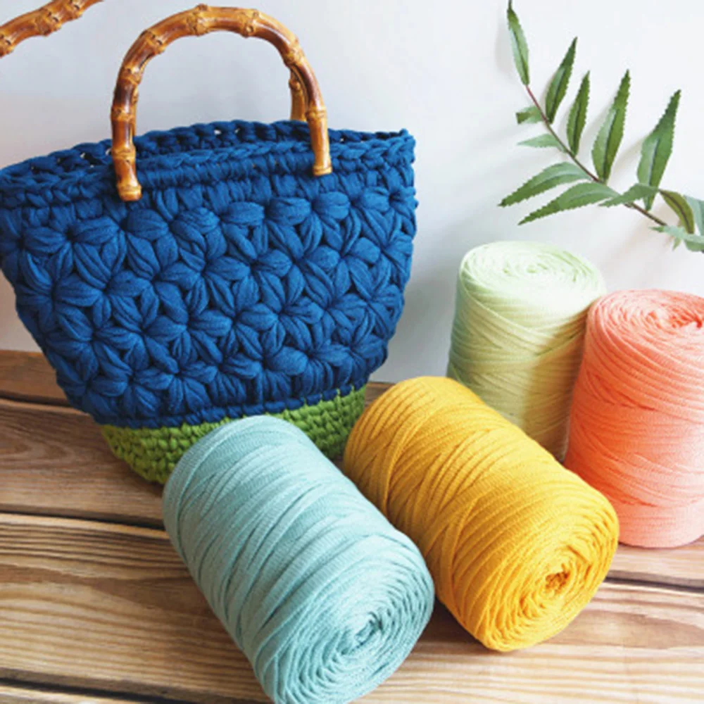 

2022 New Knitting Wool Flat Wire Mesh Flat Wire Cloth Strip Yarn Cashmere Crochet Yarn With Crochet Hook For Diy Handmade Wove