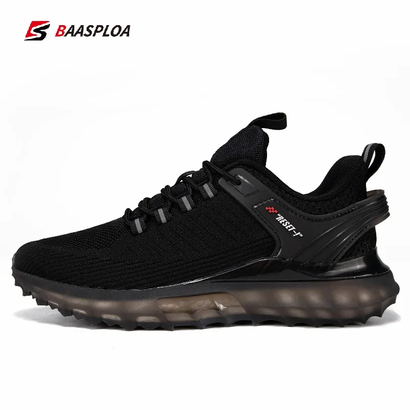 

Baasploa Men's Running Shoes Knit Mesh Casual Sneakers Non-Slip Breathable Sports Tennis Shock Absorption Male Walking Shoes