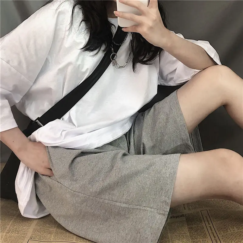

Shorts Women Knee-length Summer Loose BF Streetwear Harajuku Wide-leg Couples Students Unisex Fashion All-match Chic New