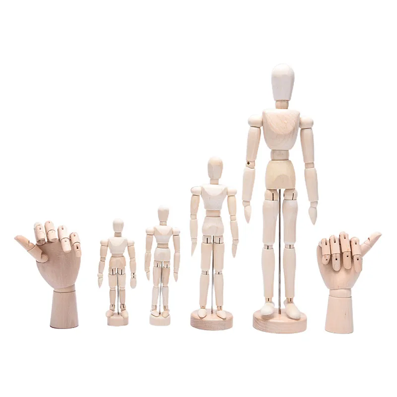 

Wooden Hand Man Wood Drawing Mannequin Rotatable Modle Artist Movable Limbs Human Male Miniatures Figurines Decoration Crafts
