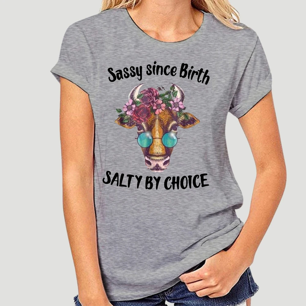 Heifer Sassy с рождения Salty по выбору Женская белая хлопковая Футболка S 3XL(1) 2451A|Мужские