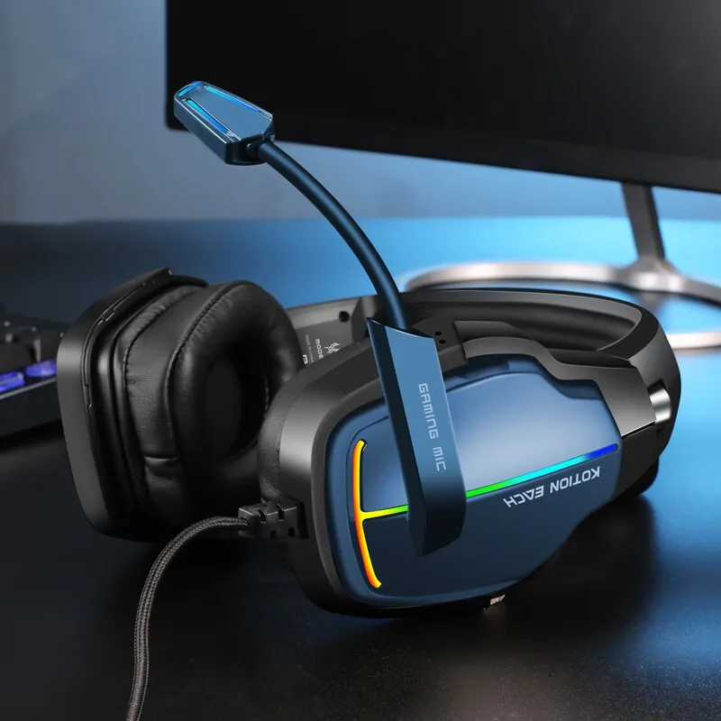 

KOTION EACH G1 Gaming Headset with Mic RGB Flash Stereo 7.1 Surround Sound Noise-reduction USB Headphone Computer Gamer