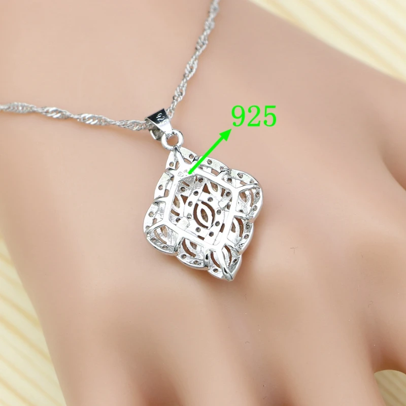 Ювелирные наборы для женщин из стерлингового серебра 925 пробы подвеска ожерелье