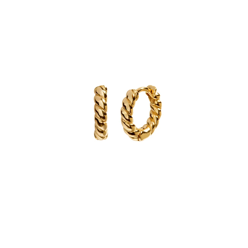 

Peri'sBox 17mm Gold Tiny Twisted Hoop Earrings Minimalist Dainty Chic Huggie Earrings Hoops Gifts Brass Earrings for Woman