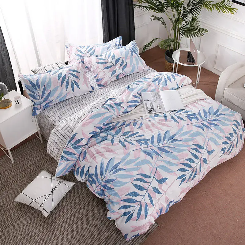 

Tropical Leaves Plant Lattice Kids Bed Cover Set Duvet Cover Adult Child Bed Sheets and Pillowcases Comforter Bedding Set 61003