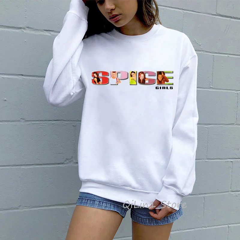 

2021 Hot Sale Sexy Spice Girls Sweatshirt Cool Tracksuit Streetwear 90s Tumblr Graphic Hoodies Women Sweat Femme Sudaderas