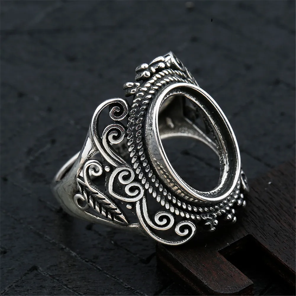 

Ring Setting for 10x14mm Oval Cabochons Antique Style Ring Blank Thai Sterling Silver Adjustable Ring Base JZ0071
