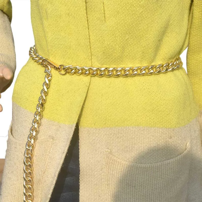 Girls Metal Waist Chain Gold Plated Ceinture Decoration Belts for Women Dresses Metal Chain Designer Belt