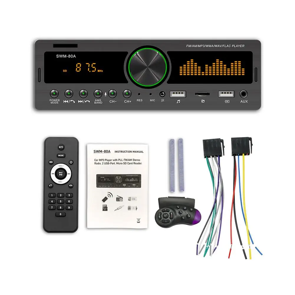 

12V Single Din Car MP3 Player FM/AM Radio Bluetooth Hands-free Support APP Location To Find A Car Mobile Voice Assistant