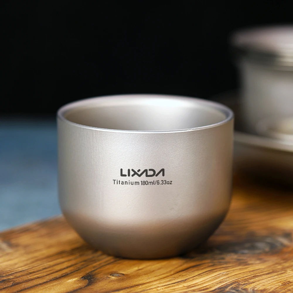 

Lixada 180ml Double Wall Titanium Tea Cup Water Cup for Home Office Outdoor Camping Hiking Backpacking