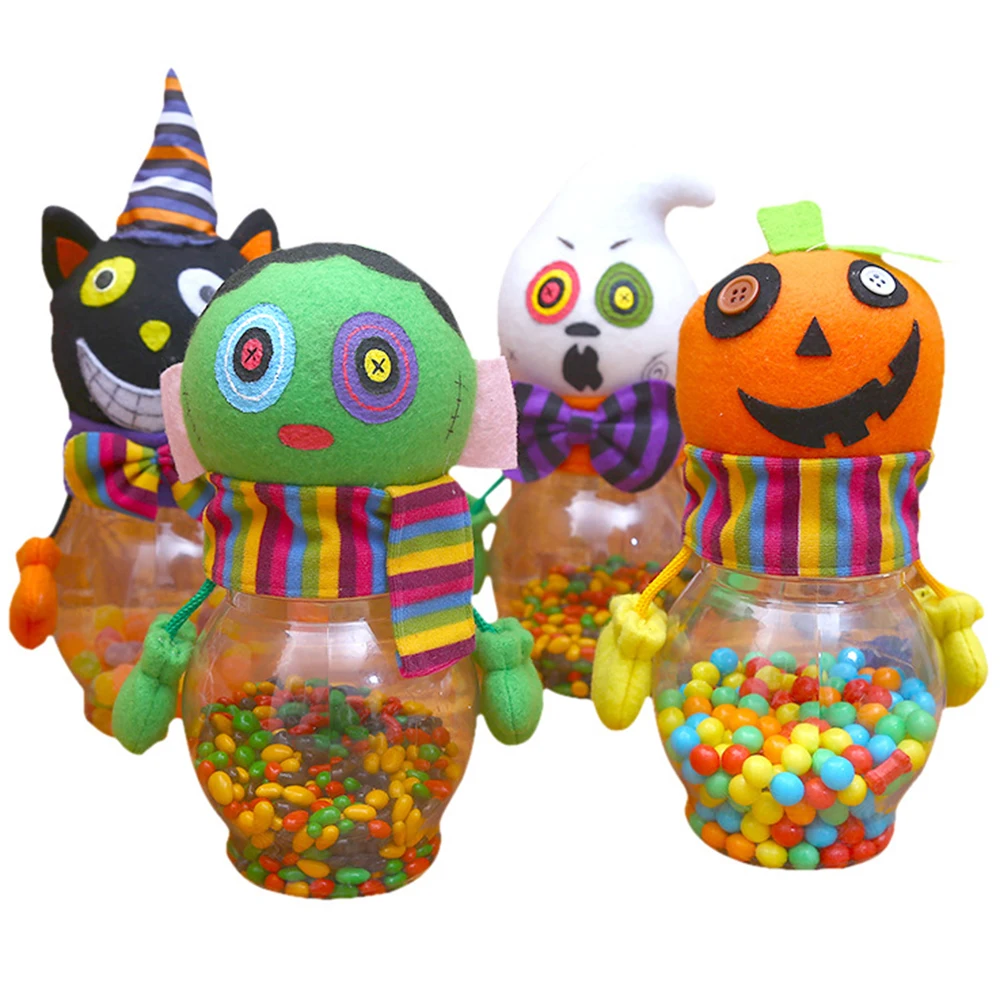 

Happy Halloween Party Creative Transparent Bottle Case Candy Cartoon Food Can Party Supplies Christmas Decoration Bubble Storage