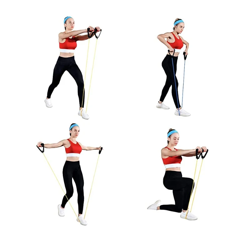 Тянущиеся ленты с ручками для йоги эластичная фитнес трубка тренировок в