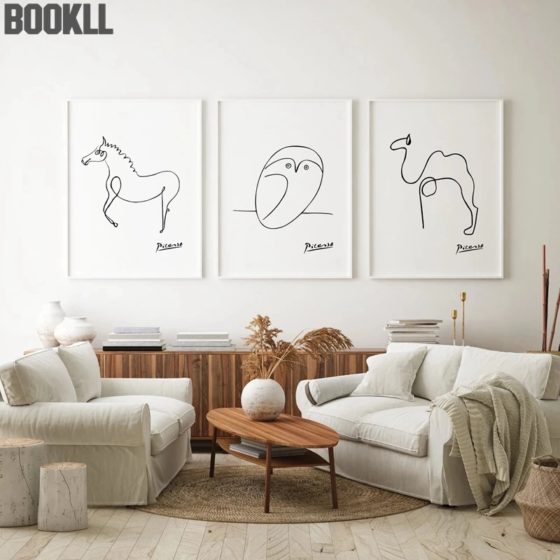 

Pablo Picasso Print Animals Abstract Art One Line Drawings Painting Pictures Sketches Minimalist Wall Art Canvas Prints