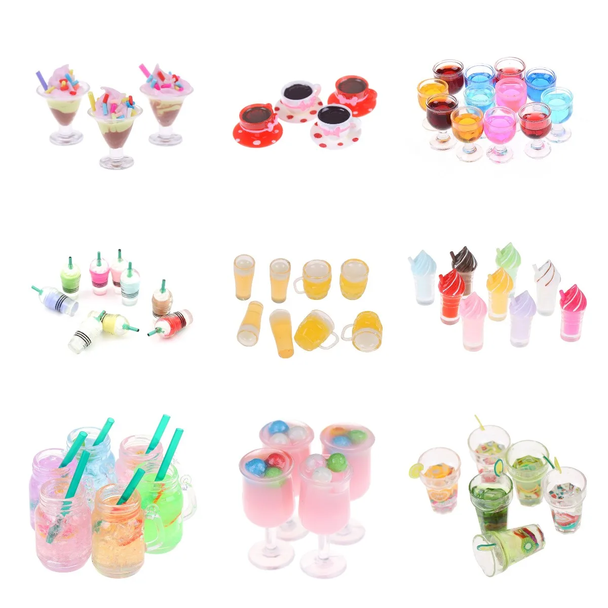 

Mini Ice Cream Milkshake Lemon Milk Fruit Tea Water Cup Strawberry Miniatures Dollhouse Accessories Cups Kitchen Toys 1-5pcs