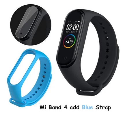CN Add SkyBlue Strap Оригинальные Xiaomi Mi Смарт-часы с 4 полосами AMOLED цветной экран HeartRate Фитнес Спорт 50 атм водонепроницаемый смарт-браслет Bluetooth 5,0 - Цвет: CN Add SkyBlue Strap