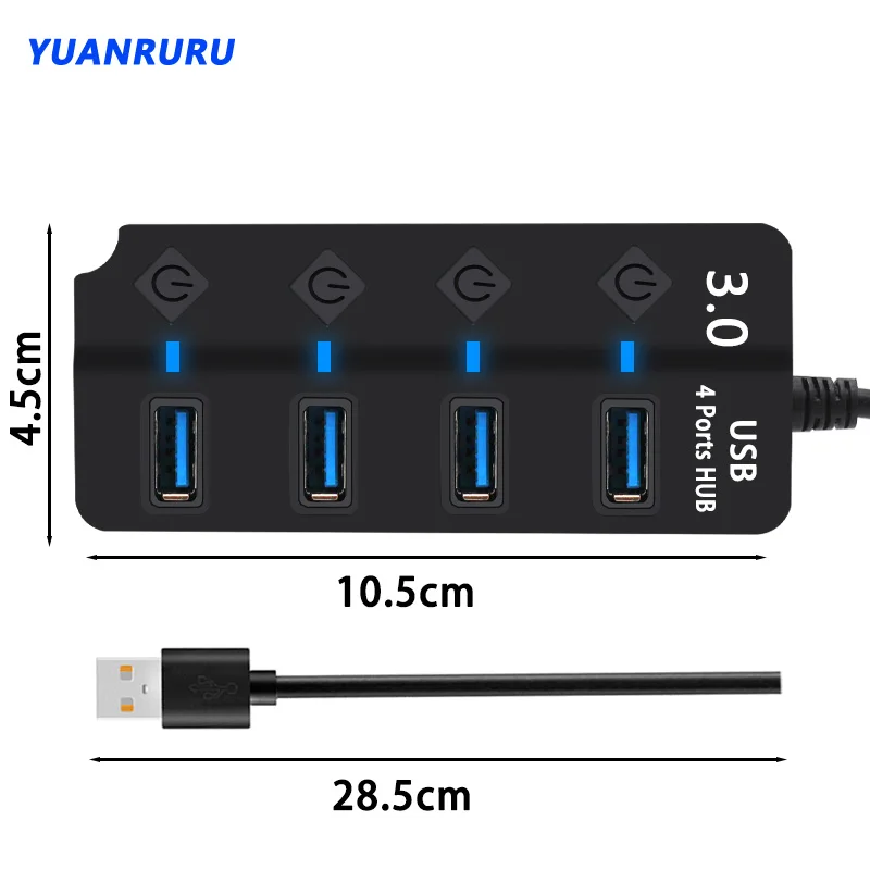 usb 3 0 hub usb hub 3 0 4 7 port multiple expander multi usb splitter with switch power adapter for pc computer accessories free global shipping