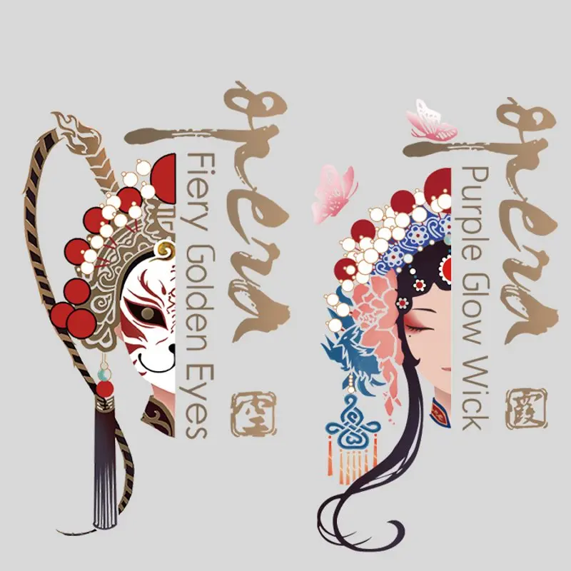 

New Couple Peking Opera Iron on Patches For DIY Heat Transfer Clothes T-shirt Thermal transfer stickers Decoration Printing