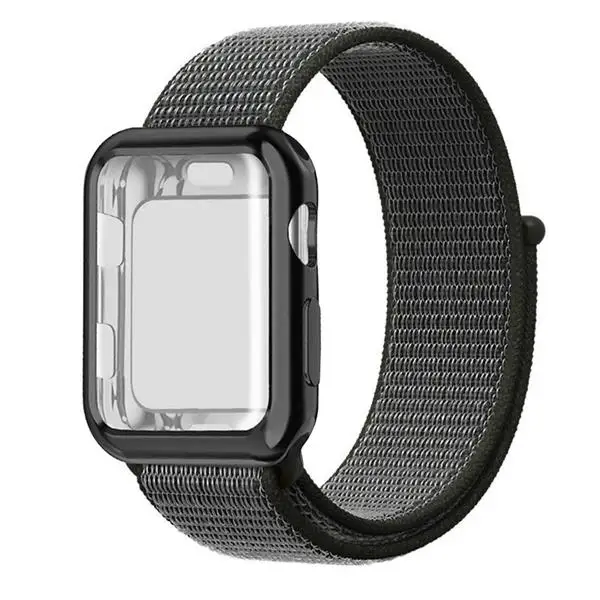 Dark olive Чехол+ ремешок для часов apple watch 4 5 ремешок 44 мм/40 мм correa apple watch 38 мм iwatch ремешок 42 мм спортивный нейлоновый браслет ремешок для часов 3/2 - Цвет ремешка: Dark olive