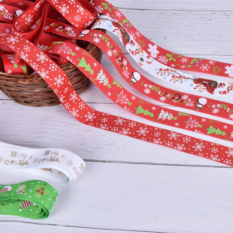 5 ярдов/партия вечерние украшения для упаковки DIY Рождество 25 мм полиэстер печать